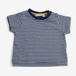 Tee SS Navy Striped Yellow Inner Collar