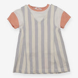 Striped pinafore dress with t-shirt