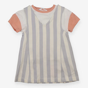 Striped pinafore dress with t-shirt