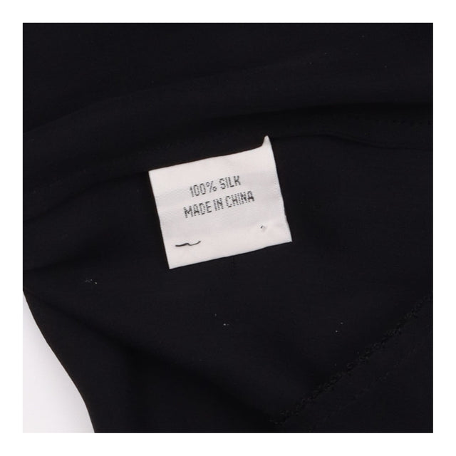 Reiss Black Sheer Pleated Front Long Sleeve Blouse