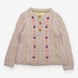 Cardigan Cable Knit Cream Pom Pom Appliques