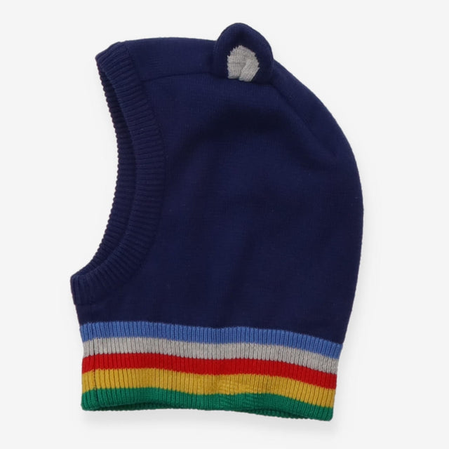 Novelty Knitted Hat Navy with colourful striped 