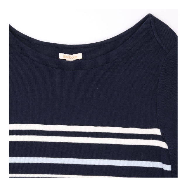 Knitted Dress Navy Multi Stripe Cotton