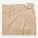 Wide Leg Trousers Tan Pleat Front Lyocell Blend