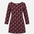 Tunic Burgundy Geometric Print Round Neck Long Sle