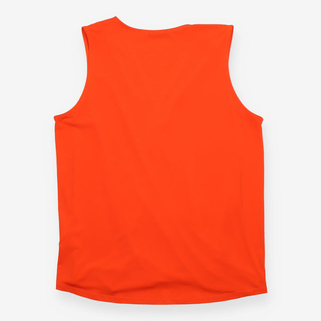 Top Orange Red Draped V Neck Sleeveless