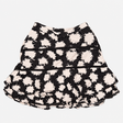 Mini Skirt Black Cream Abstract Print Ruffle Hem