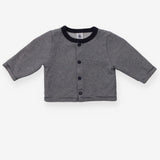 Navy and white striped jersey cardigan