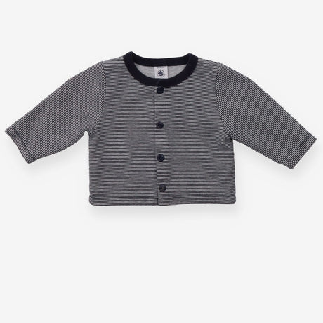 Navy and white striped jersey cardigan