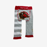 Red and Grey Stripe Robin and Reindeer Knit Leggin