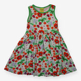 Dress Sleeveless Green Meadow Flowers