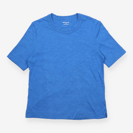 T-Shirt Blue Short Sleeve Crew Neck Slub