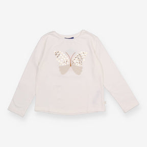 White Sequin Butterfly Long Sleeve