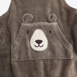 Dungarees Brown Jersey Ribbed Applique Bear Pocket