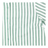 Green & Cream Striped Button Through Midi Shirt Dr