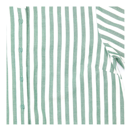 Green & Cream Striped Button Through Midi Shirt Dr