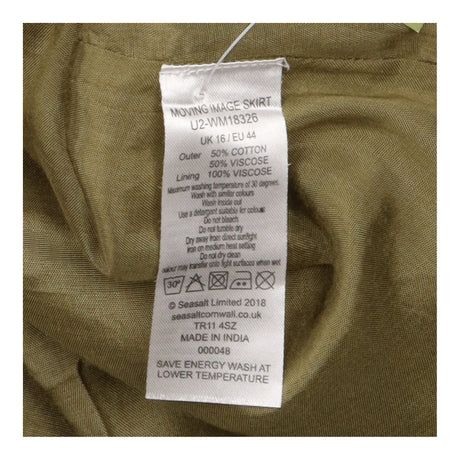 Moving Image Cotton Blend Midi Skirt Olive Green