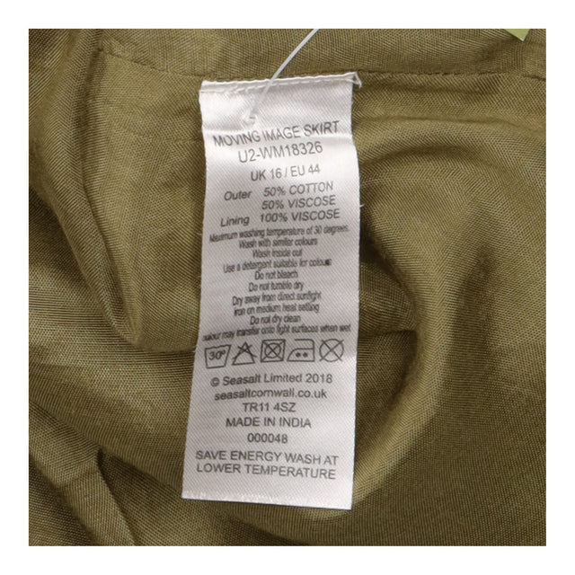 Moving Image Cotton Blend Midi Skirt Olive Green