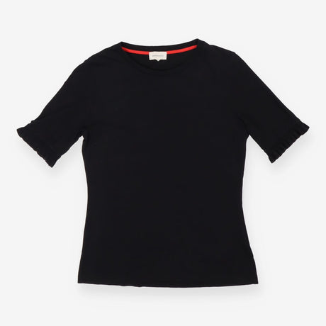 Black Crewneck T-shirt - Frill Sleeves