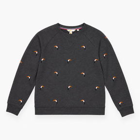 Sweatshirt Grey Toucan Embroidered Crew Neck Ragla