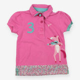 Polo Shirt Pink Floral Pony Playing a fiddle