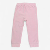 Joggers Pink Ribbed Velour with Red Tie Waist
