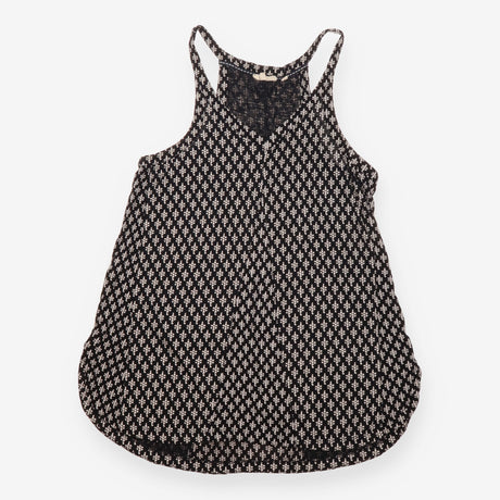 Vest Top Black Cream Geometric Print Sleeveless