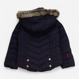 Navy Coat with Fur Hood & Collar