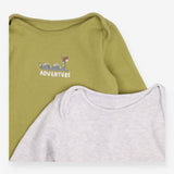 Bodysuits 2pc grey green waffle LS