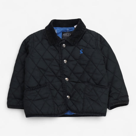 Grey quilted Coat with cord elbow patches