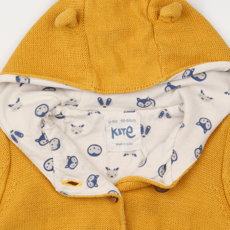 Cardigan Knit Yellow with Bear Ears Hood
