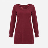 Berry Cotton Knitted Scoop Neck Tunic with Pockets