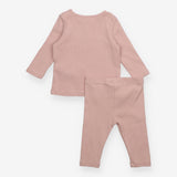 Outfit Top and Leggings Ribbed Pink Mouse