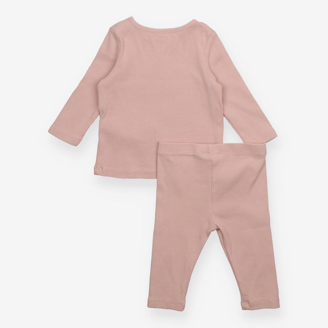 Outfit Top and Leggings Ribbed Pink Mouse