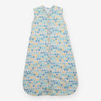 Sleeping bag white yellow green blue triangles