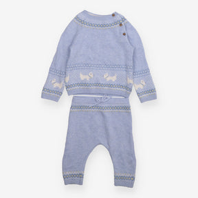 Knit Sweater and Legging Set Light Blue Dogs
