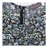 Midi Dress Black Ditsy Floral Print Ruched Front