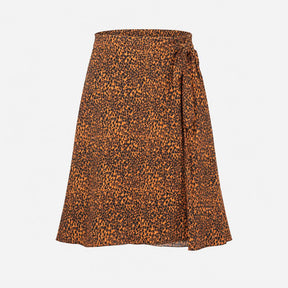 Midi Skirt Animal Print Wrap Tie Waist