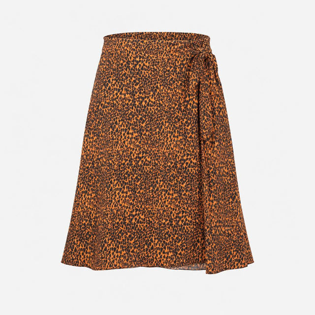 Midi Skirt Animal Print Wrap Tie Waist