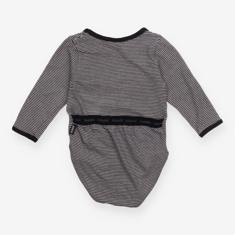 Bodysuit black white stripe LS easysuit