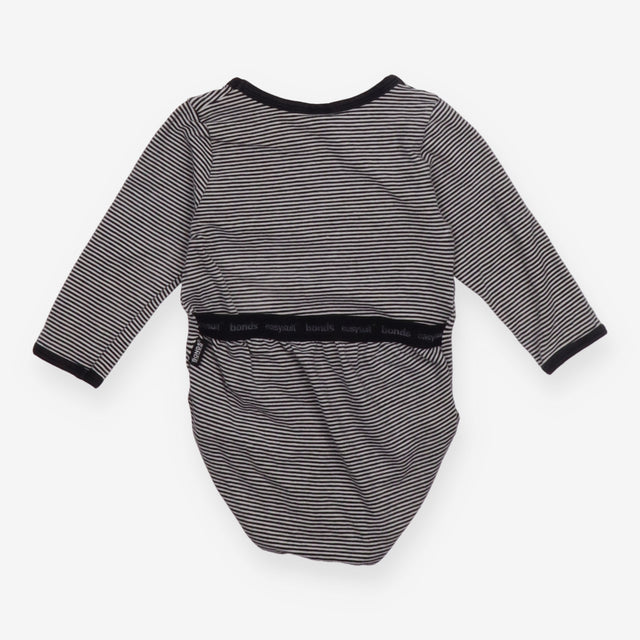 Bodysuit black white stripe LS easysuit