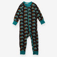 Brown and teal truck zip sleepsuit