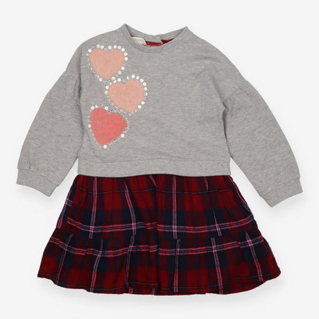 Dress Tartan Skirt with Grey Sweater Top 