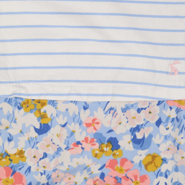 Jumpsuit white blue stripe top floral bottoms jers