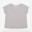 T-Shirt Grey Marl Foil Fleck V-Neck Short Sleeve