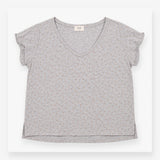 T-Shirt Grey Marl Foil Fleck V-Neck Short Sleeve