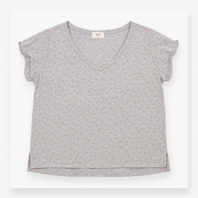 T-Shirt Grey Marl Foil Fleck V-Neck Short Sleeve
