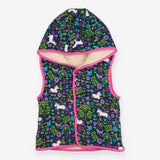 Jacket sleeveless jersey fleece lined navy unicorn
