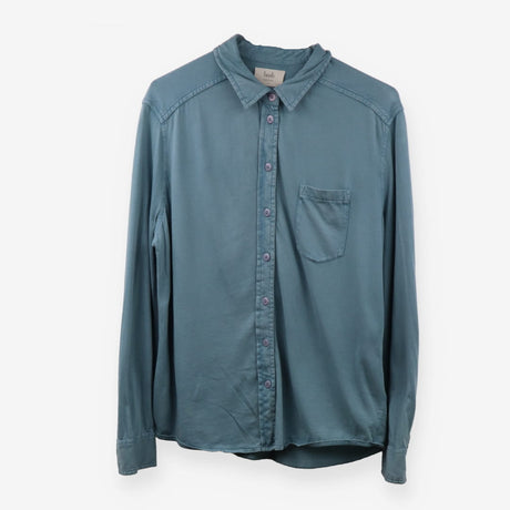 Jersey Denim Button‑Up Shirt