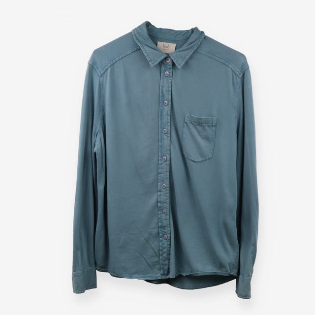 Jersey Denim Button‑Up Shirt